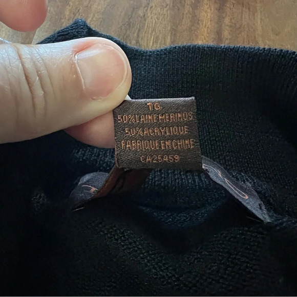 Toscano Mens Merino Wool Blend Quarter Zip Sweater Black Size XL - Picture 6 of 9